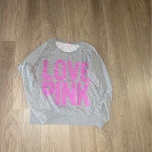 PINK Victoria's Secret Gray Sweatshirt with‎ Pink Lettering